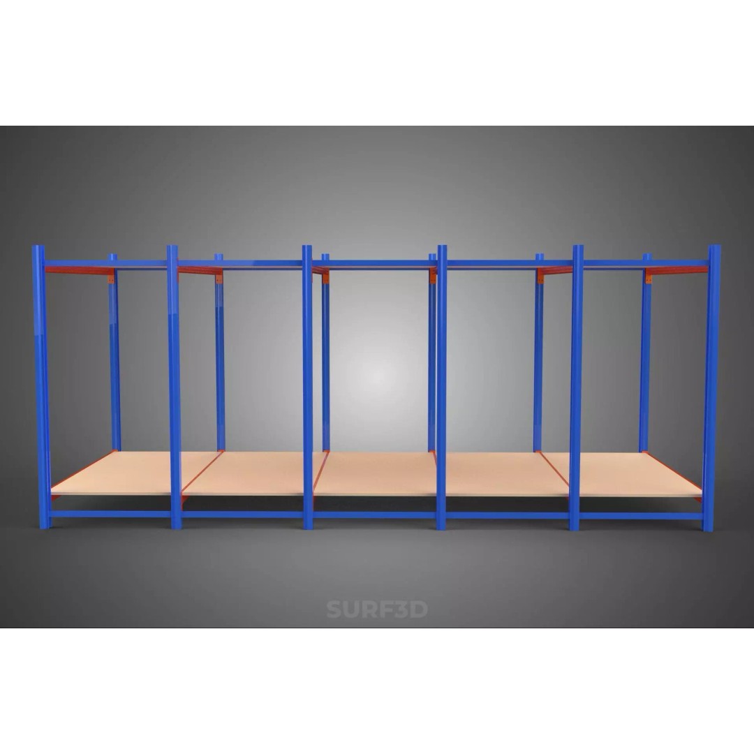 Horizontal Wood Metal Warehouse Shelving 3D Model – Game Ready, FBX, PBR - View 12