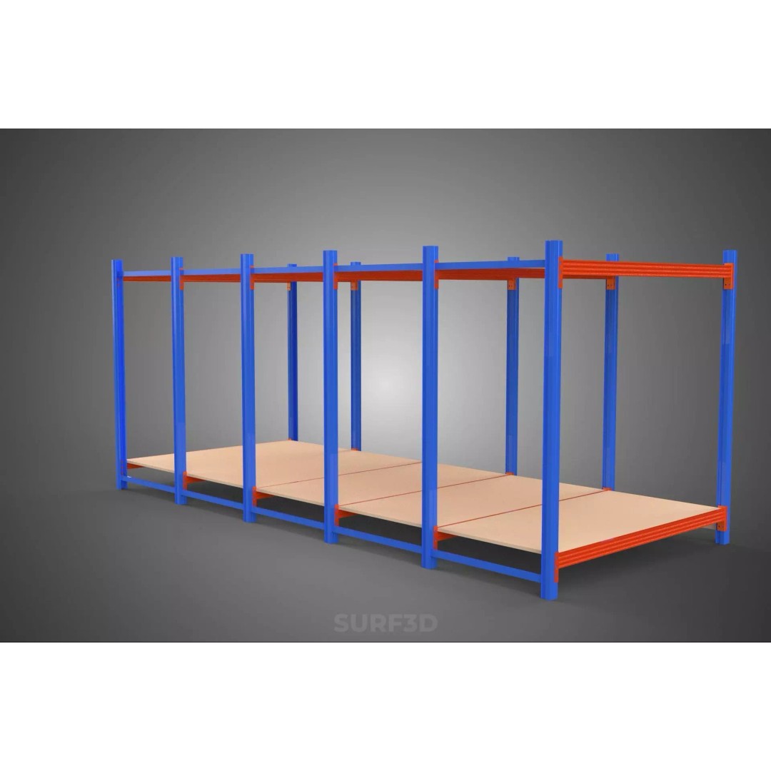 Horizontal Wood Metal Warehouse Shelving 3D Model – Game Ready, FBX, PBR - View 13