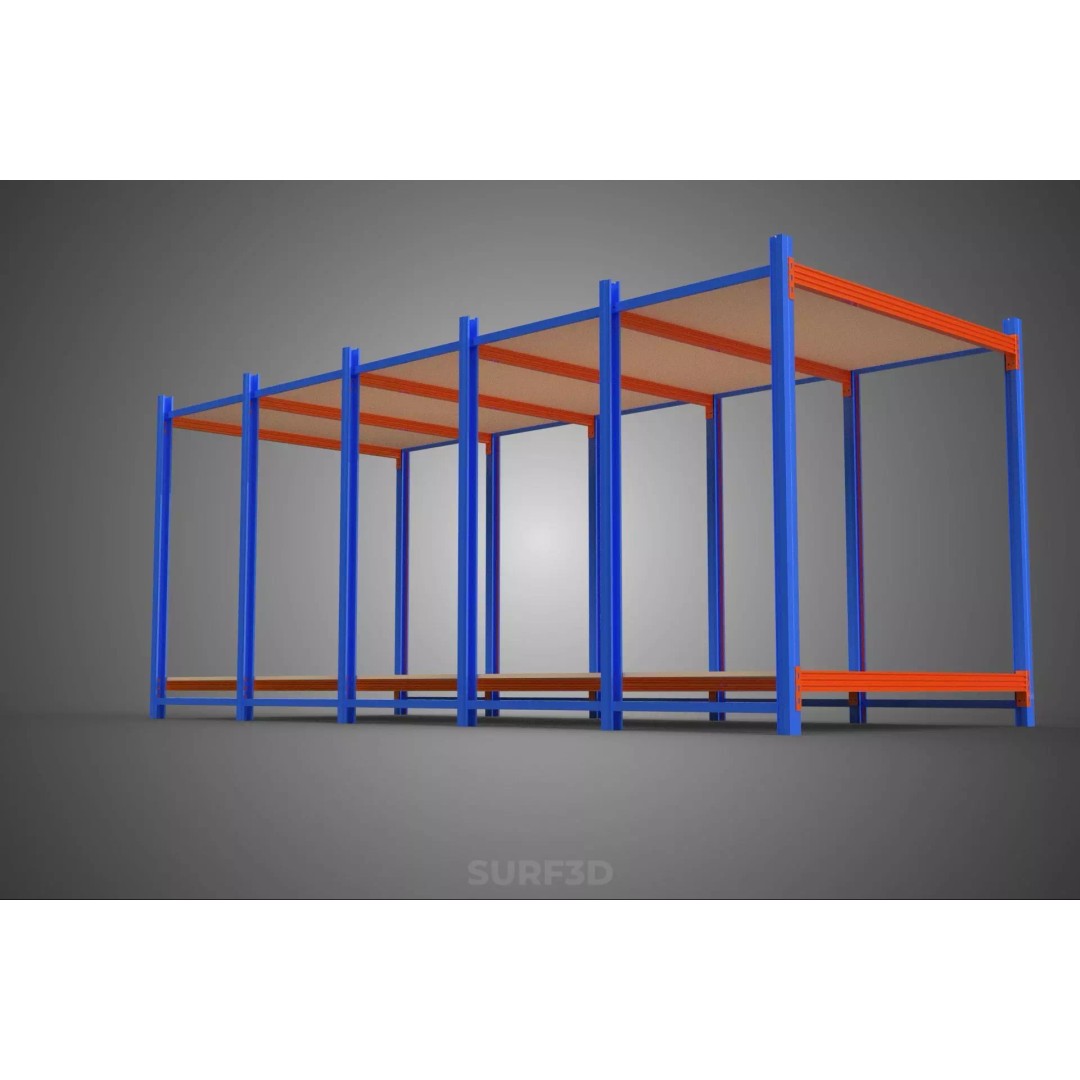 Horizontal Wood Metal Warehouse Shelving 3D Model – Game Ready, FBX, PBR - View 14