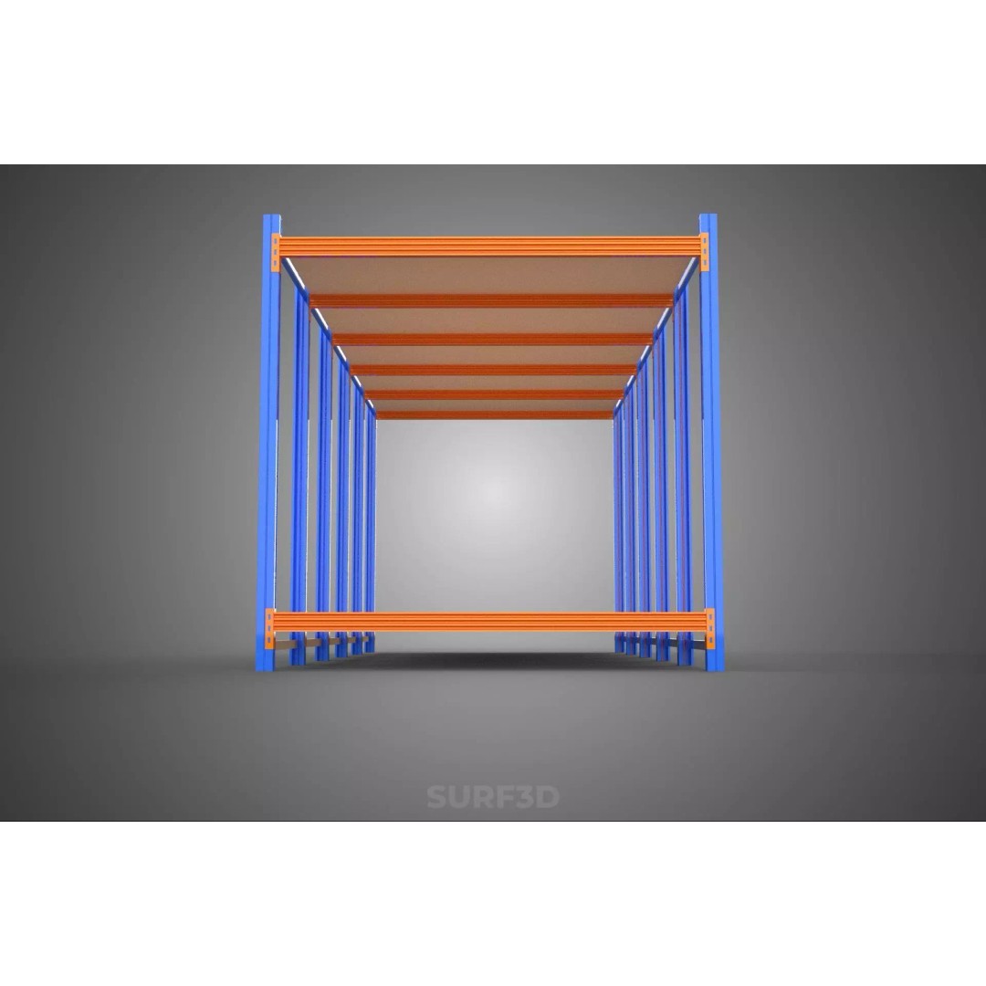 Horizontal Wood Metal Warehouse Shelving 3D Model – Game Ready, FBX, PBR - View 15
