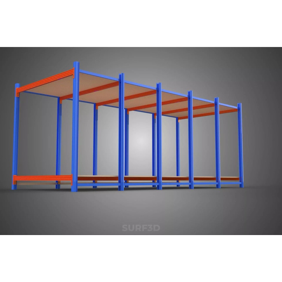 Horizontal Wood Metal Warehouse Shelving 3D Model – Game Ready, FBX, PBR - View 16