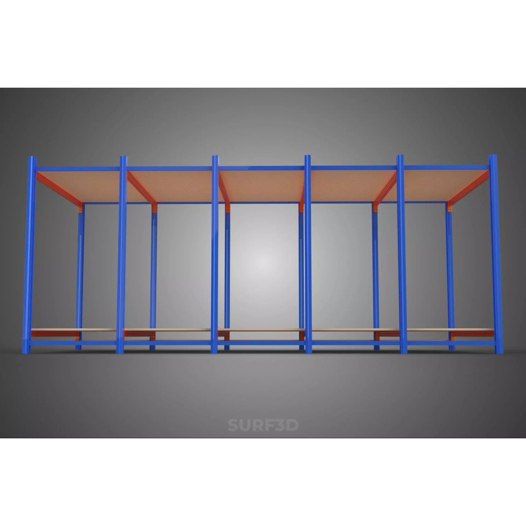 Horizontal Wood Metal Warehouse Shelving 3D Model – Game Ready, FBX, PBR - View 17