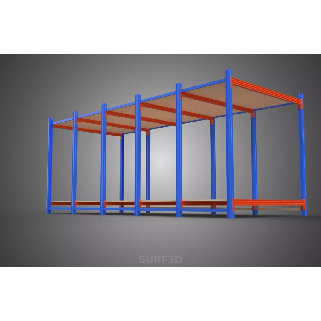 Horizontal Wood Metal Warehouse Shelving 3D Model – Game Ready, FBX, PBR - View 18