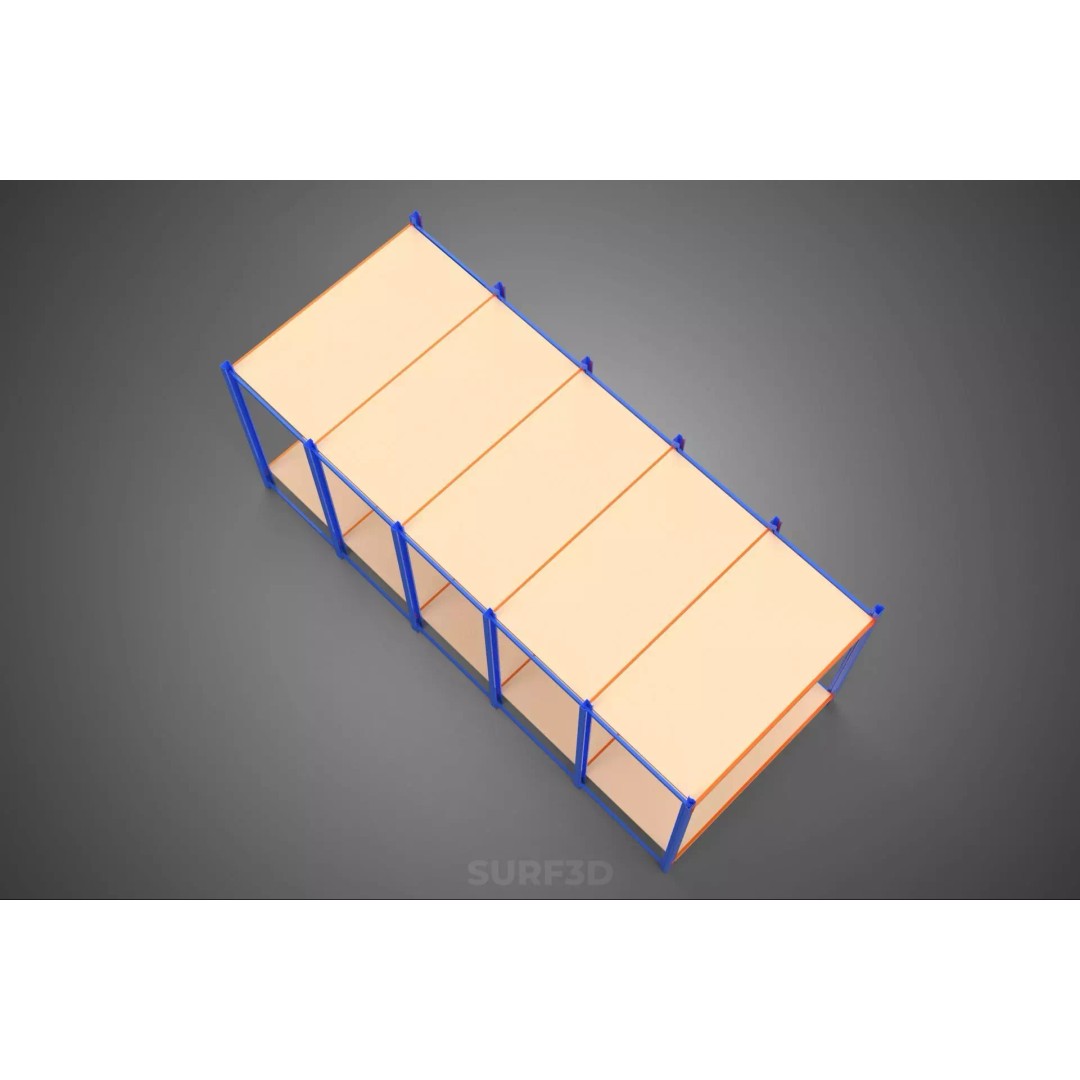 Horizontal Wood Metal Warehouse Shelving 3D Model – Game Ready, FBX, PBR - View 19