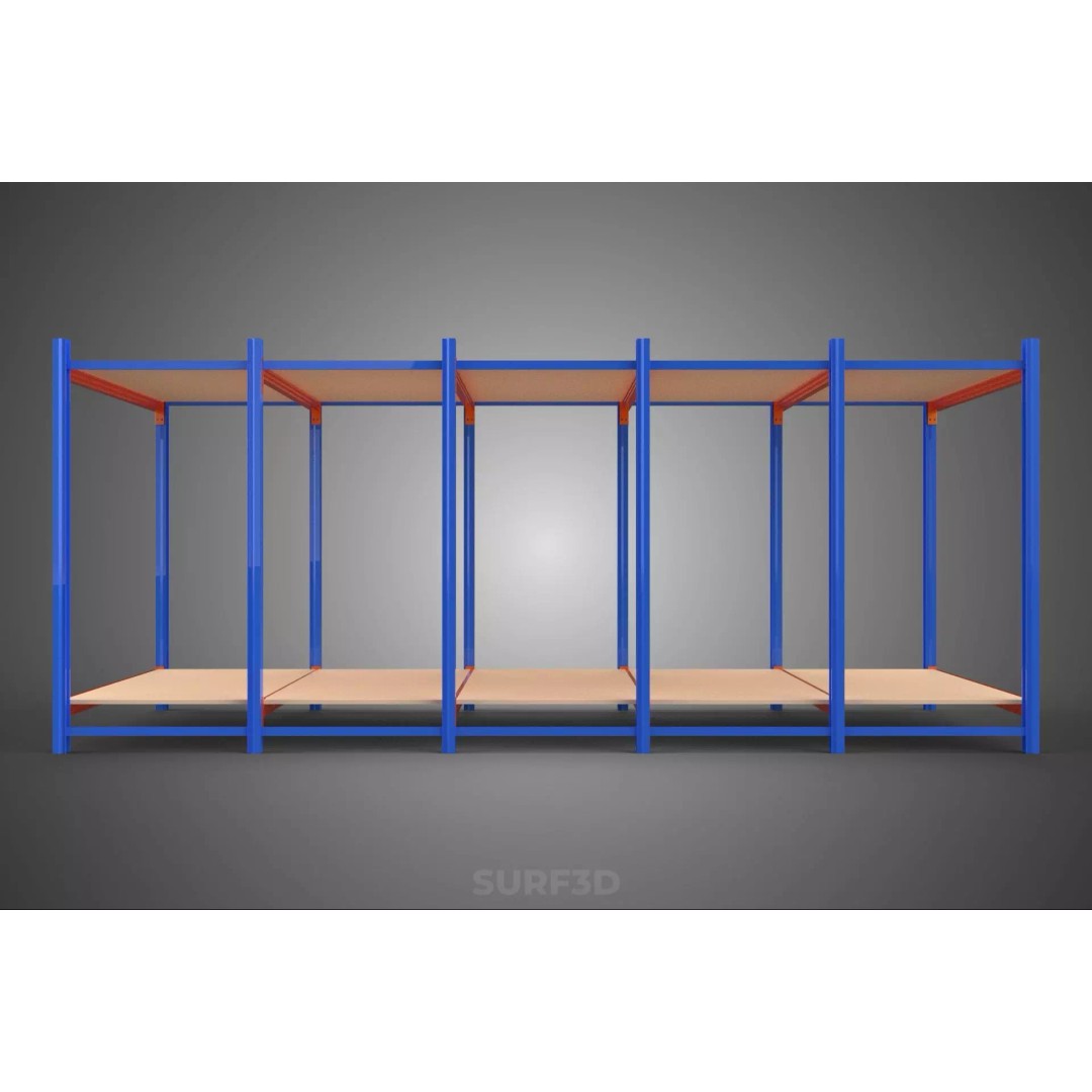 Horizontal Wood Metal Warehouse Shelving 3D Model – Game Ready, FBX, PBR - View 25