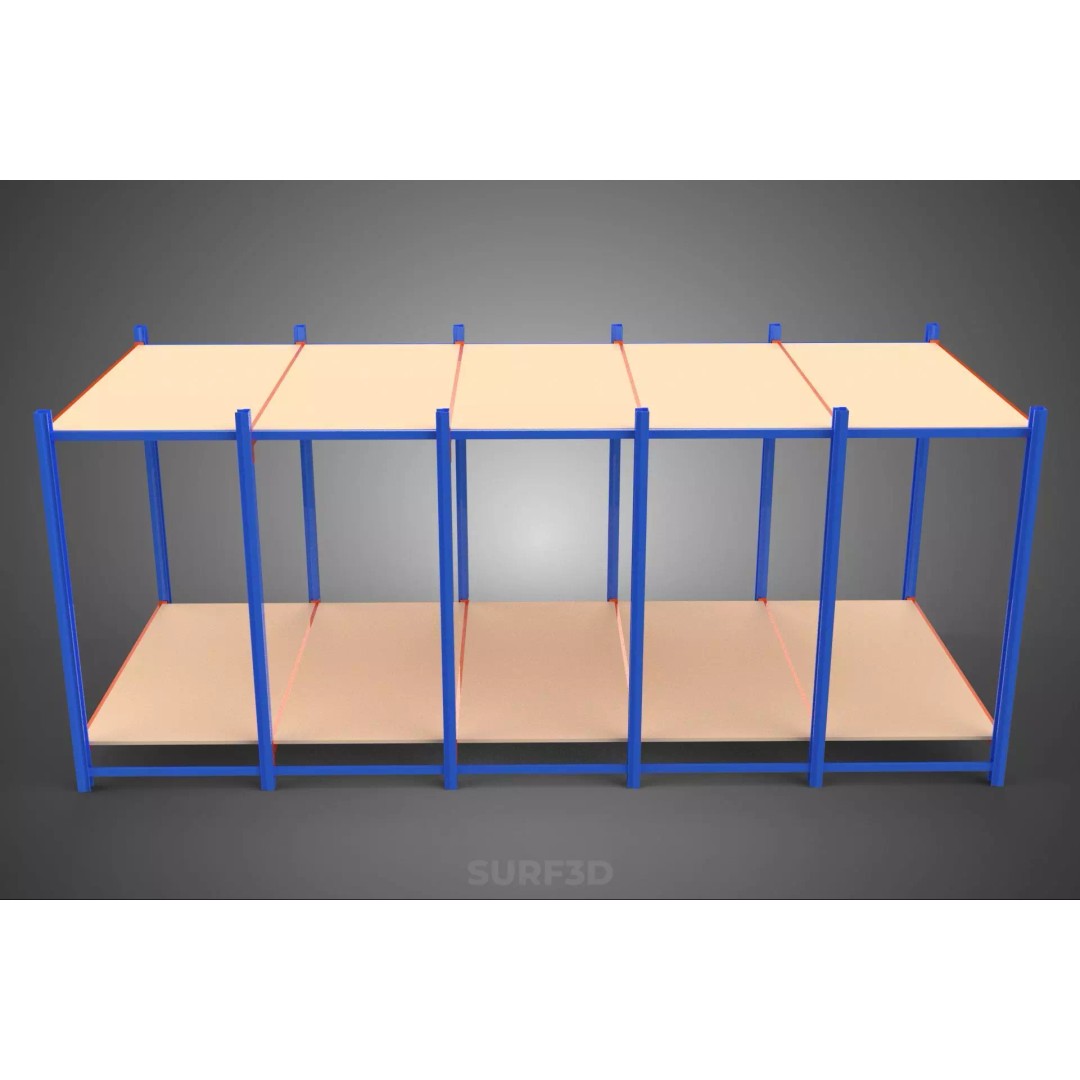 Horizontal Wood Metal Warehouse Shelving 3D Model – Game Ready, FBX, PBR - View 26