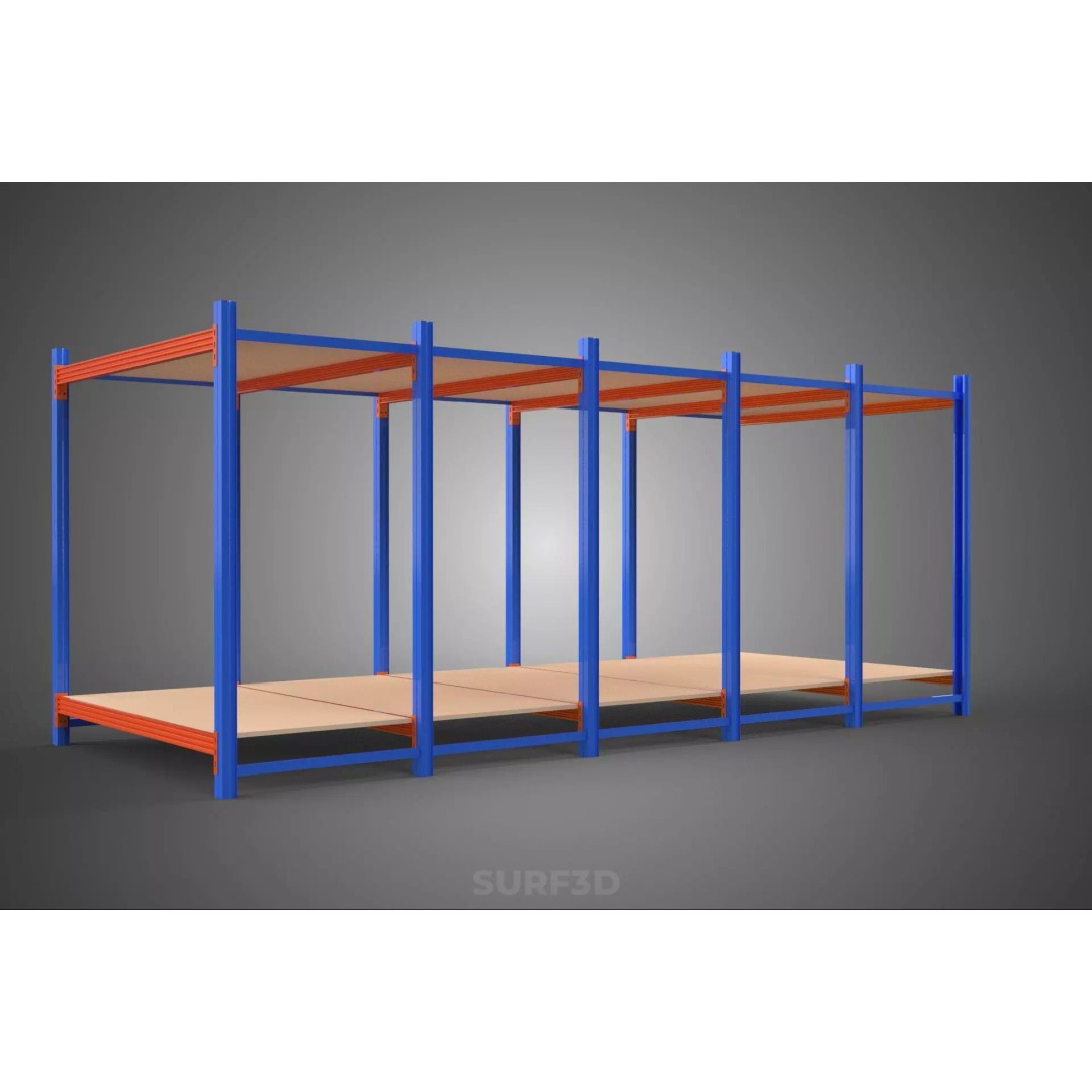 Horizontal Wood Metal Warehouse Shelving 3D Model – Game Ready, FBX, PBR - View 28