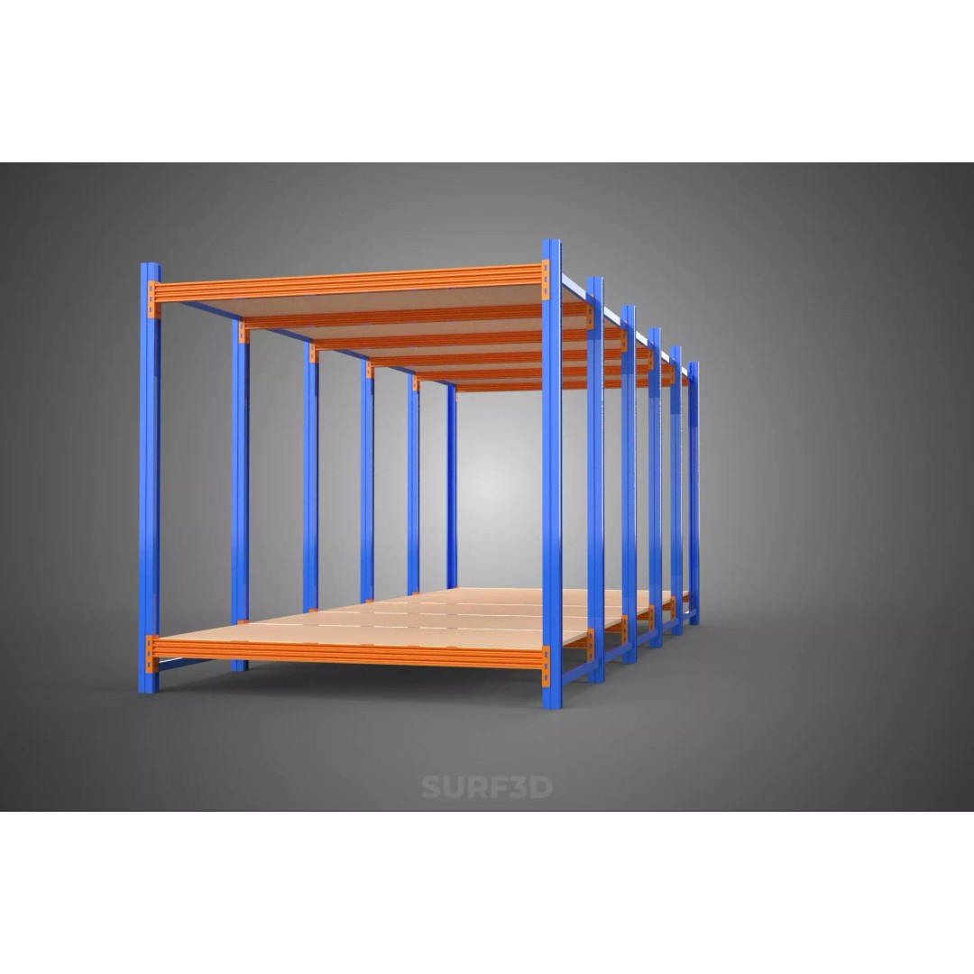 Horizontal Wood Metal Warehouse Shelving 3D Model – Game Ready, FBX, PBR - View 29