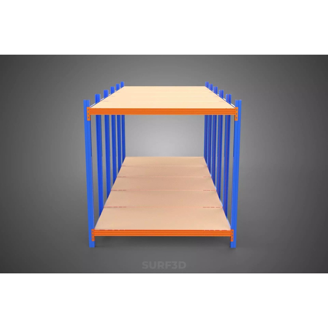 Horizontal Wood Metal Warehouse Shelving 3D Model – Game Ready, FBX, PBR - View 30