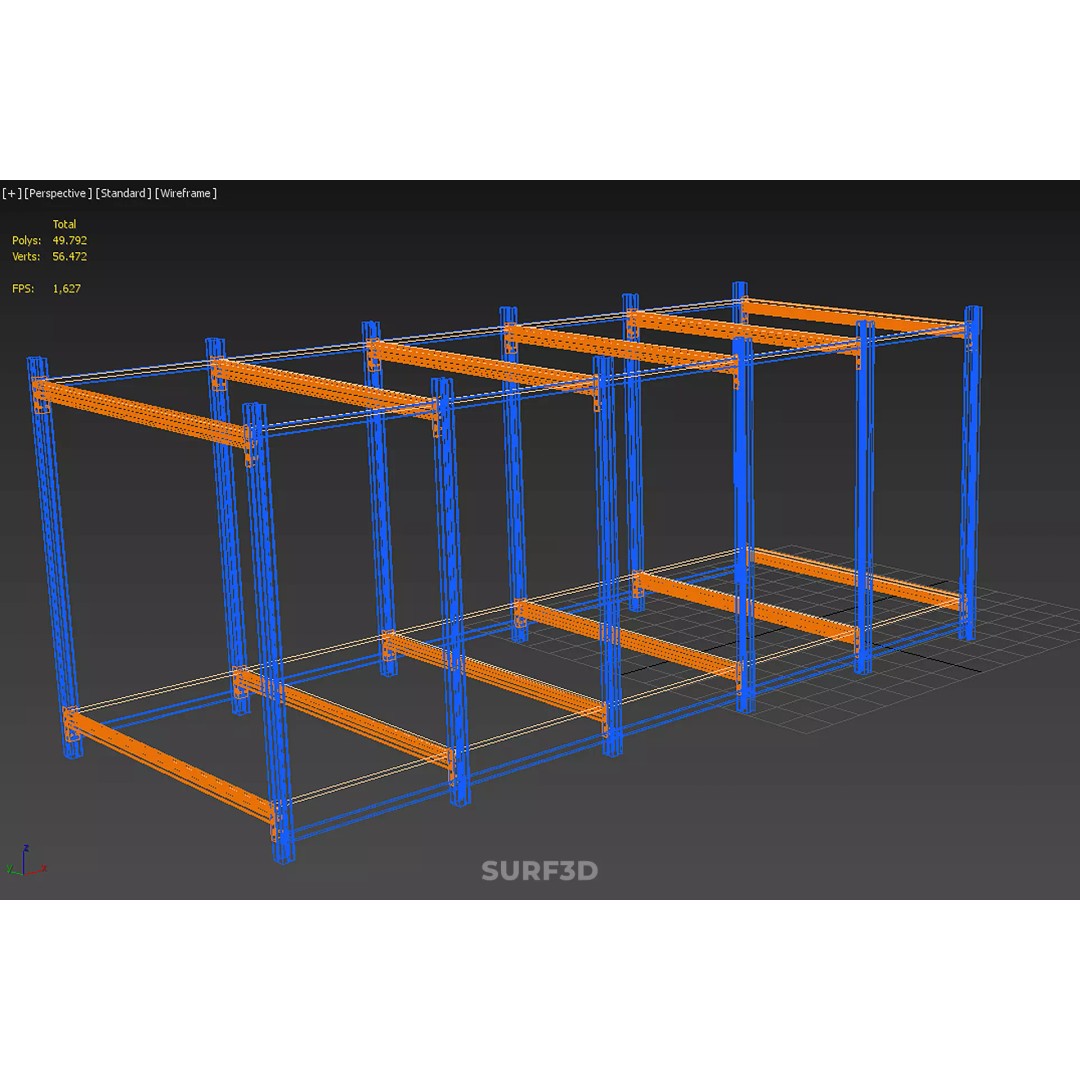 Horizontal Wood Metal Warehouse Shelving 3D Model – Game Ready, FBX, PBR - View 31