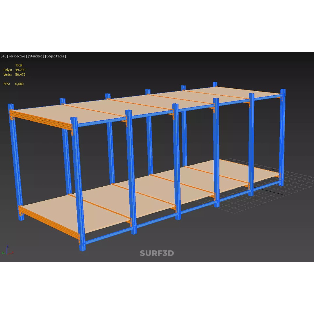 Horizontal Wood Metal Warehouse Shelving 3D Model – Game Ready, FBX, PBR - View 32