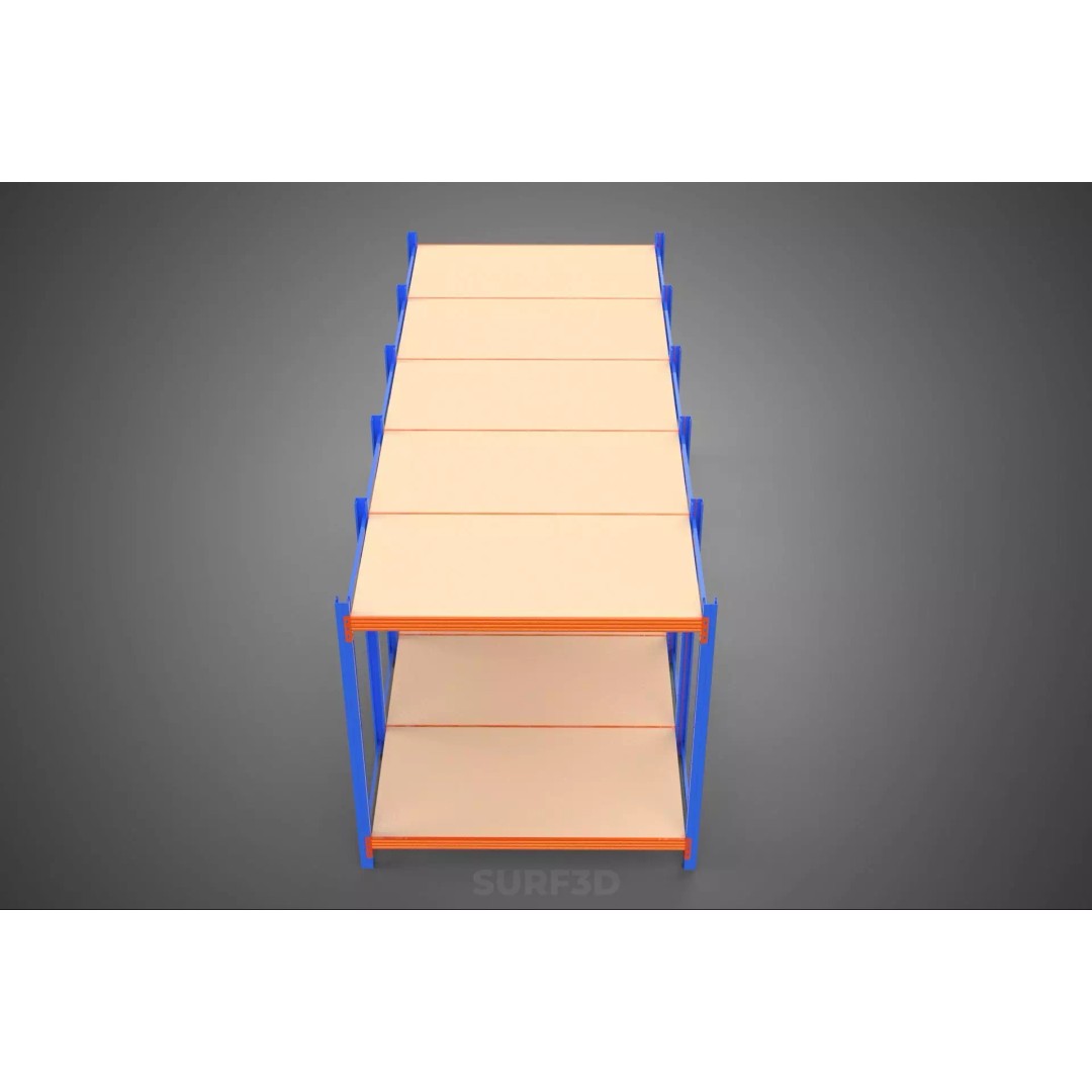 Horizontal Wood Metal Warehouse Shelving 3D Model – Game Ready, FBX, PBR - View 4