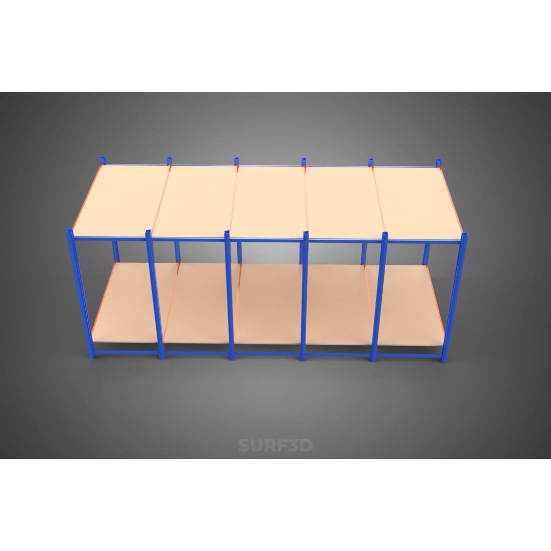 Horizontal Wood Metal Warehouse Shelving 3D Model – Game Ready, FBX, PBR - View 6