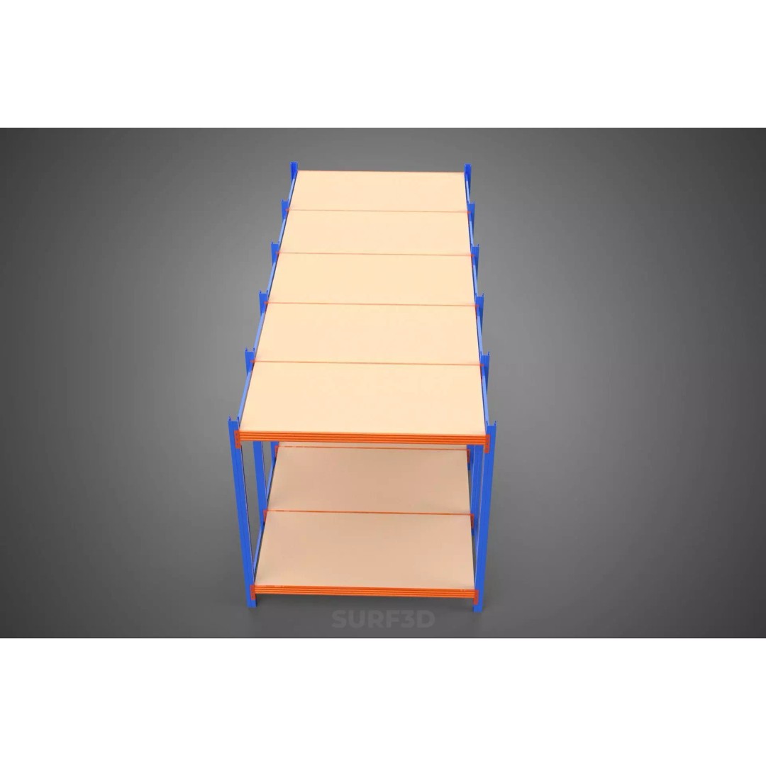Horizontal Wood Metal Warehouse Shelving 3D Model – Game Ready, FBX, PBR - View 8