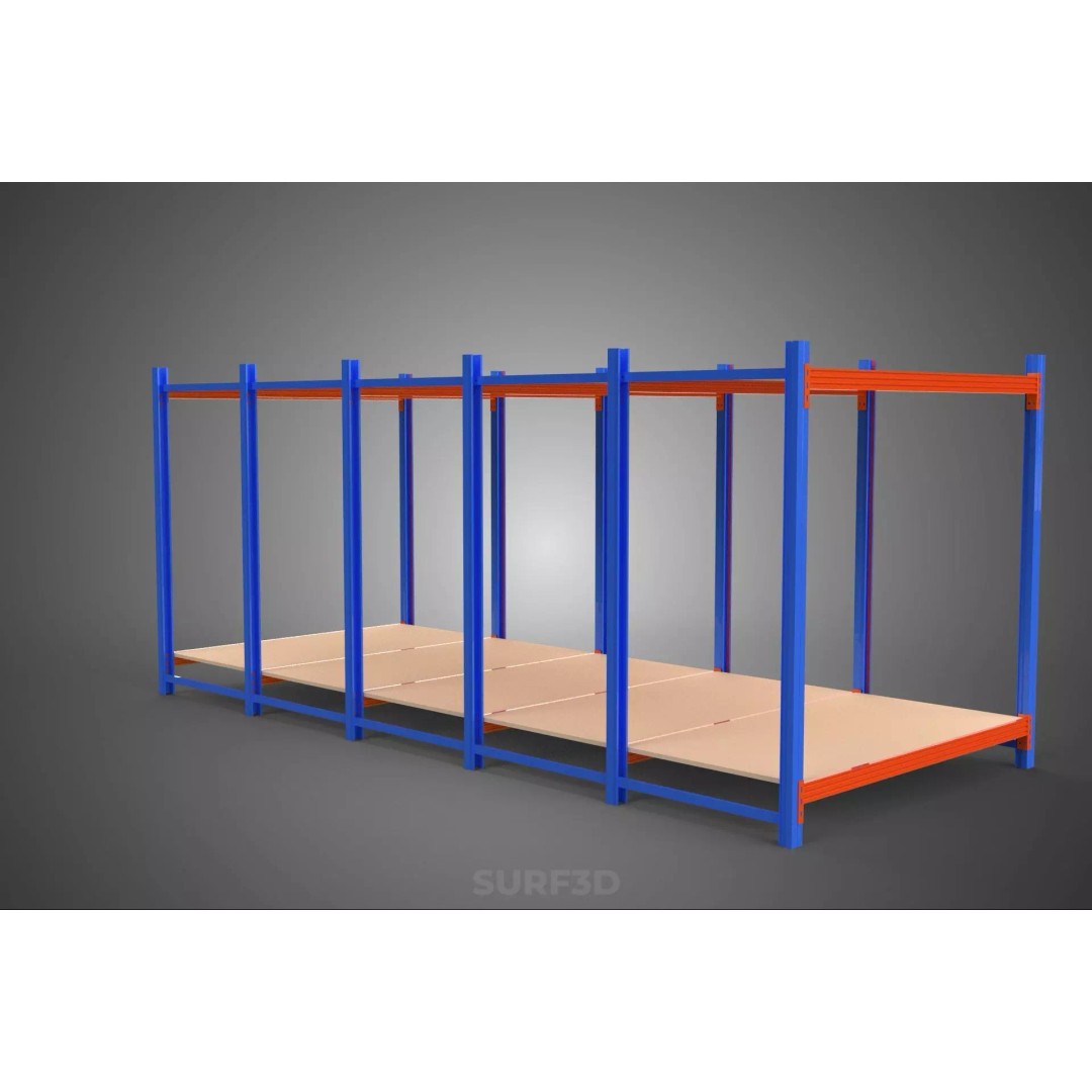 Horizontal Wood Metal Warehouse Shelving 3D Model – Game Ready, FBX, PBR - View 9