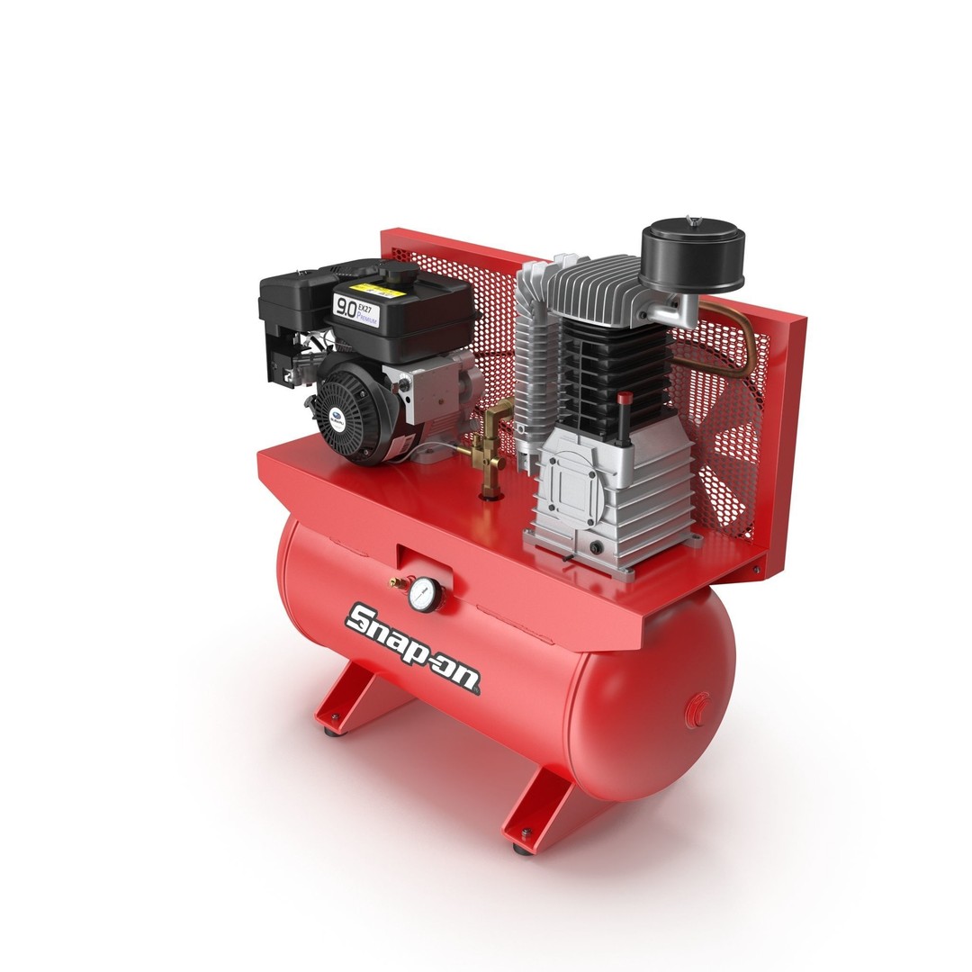 Air Compressor 3D Model – Low Poly Industrial Tool, FBX, PBR Textures - View 12