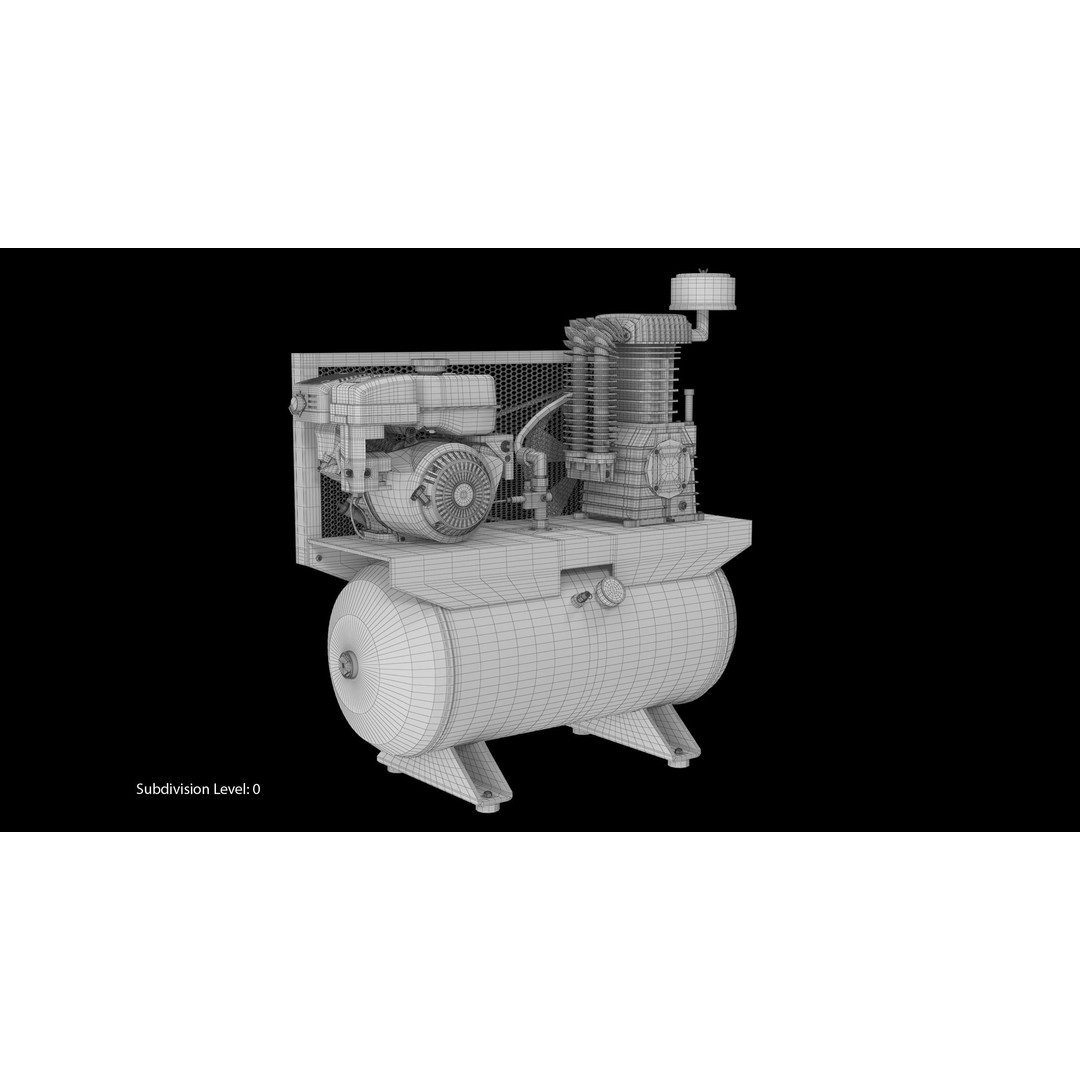 Air Compressor 3D Model – Low Poly Industrial Tool, FBX, PBR Textures - View 19