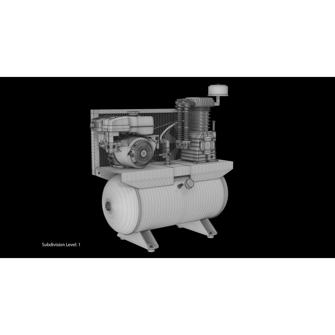 Air Compressor 3D Model – Low Poly Industrial Tool, FBX, PBR Textures - View 20
