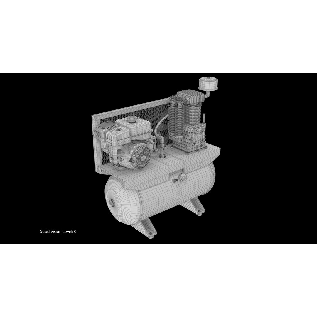 Air Compressor 3D Model – Low Poly Industrial Tool, FBX, PBR Textures - View 21