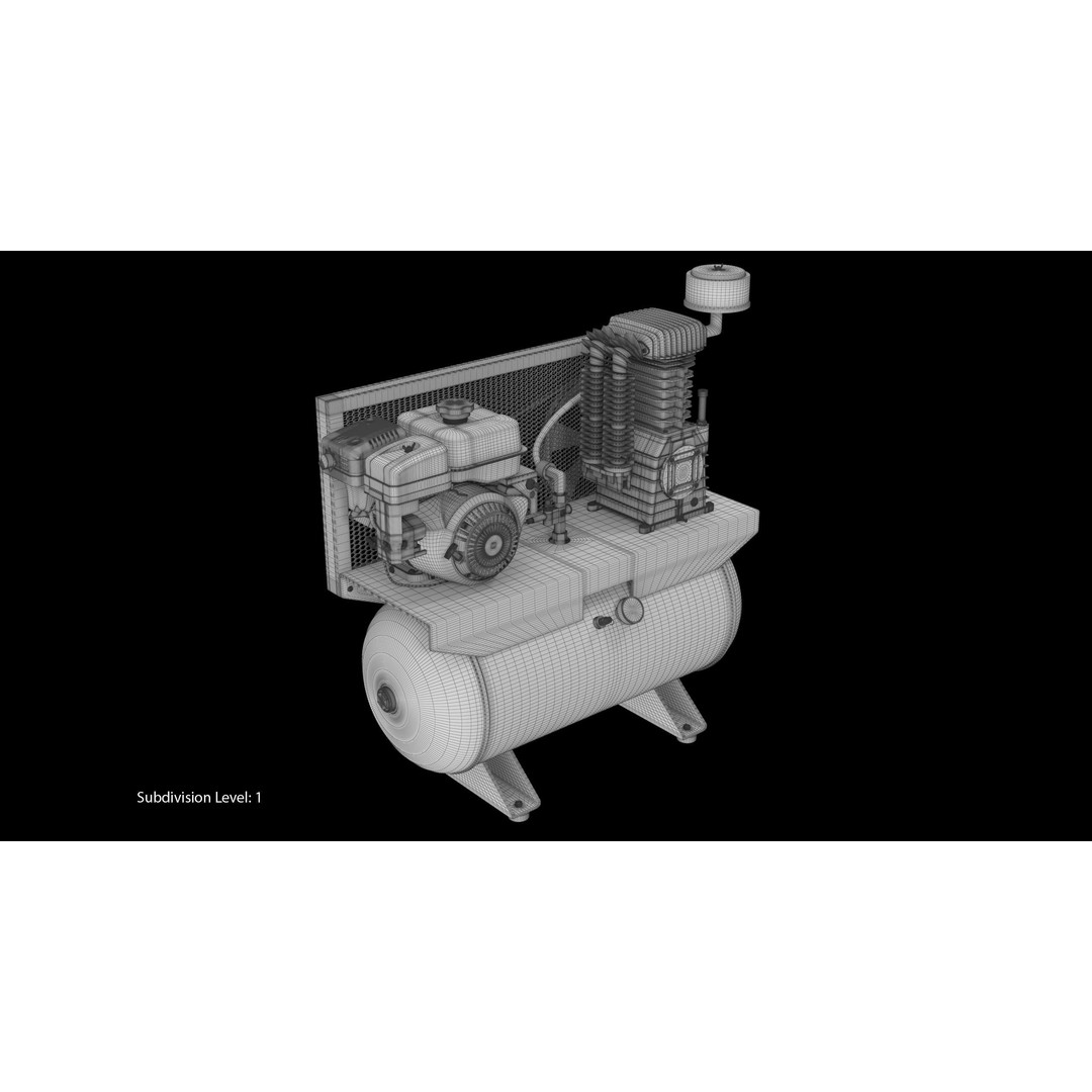 Air Compressor 3D Model – Low Poly Industrial Tool, FBX, PBR Textures - View 22