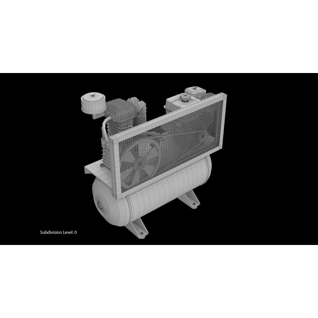 Air Compressor 3D Model – Low Poly Industrial Tool, FBX, PBR Textures - View 23