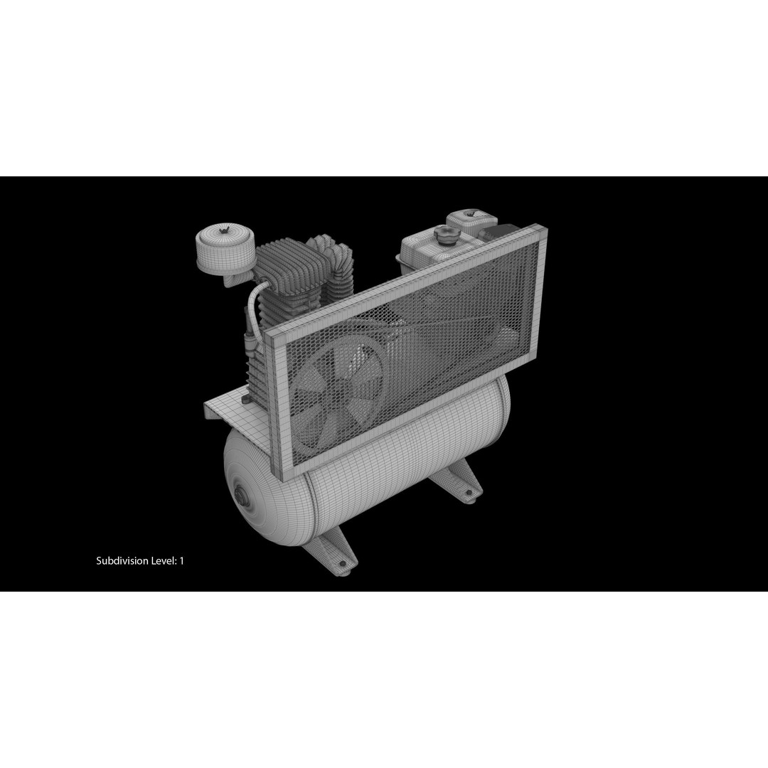 Air Compressor 3D Model – Low Poly Industrial Tool, FBX, PBR Textures - View 24