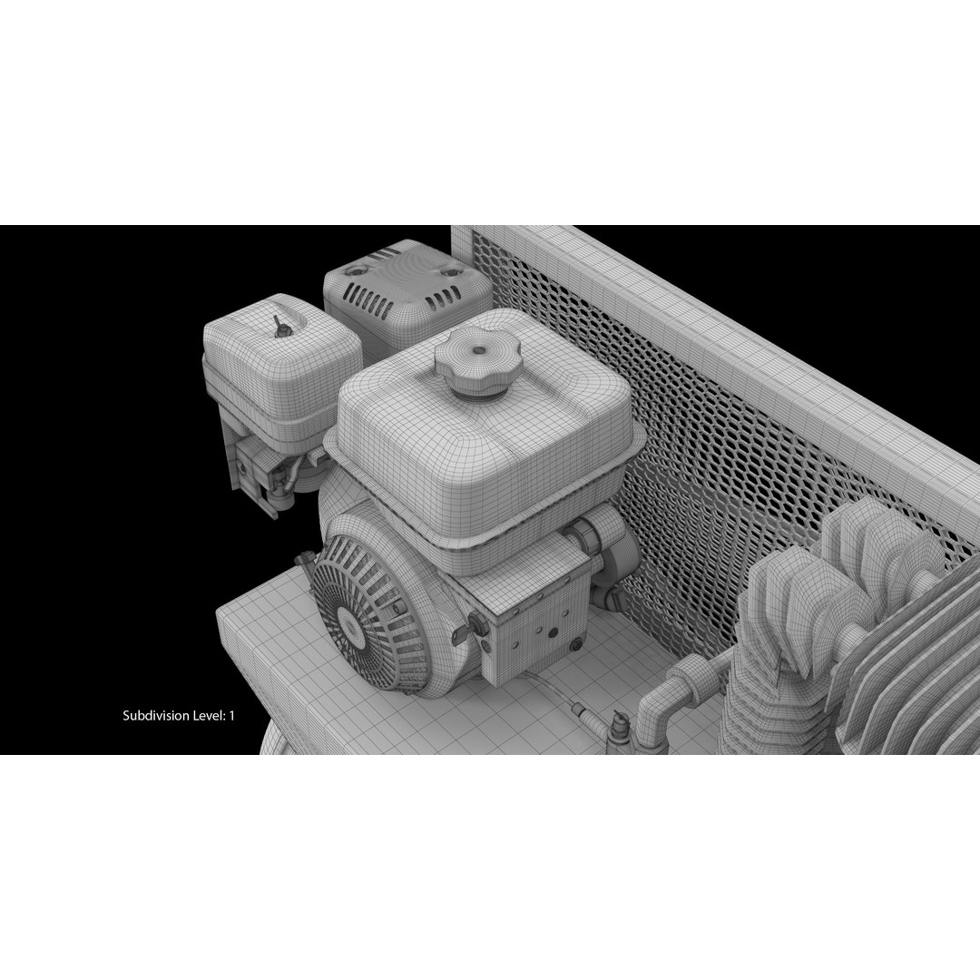 Air Compressor 3D Model – Low Poly Industrial Tool, FBX, PBR Textures - View 28