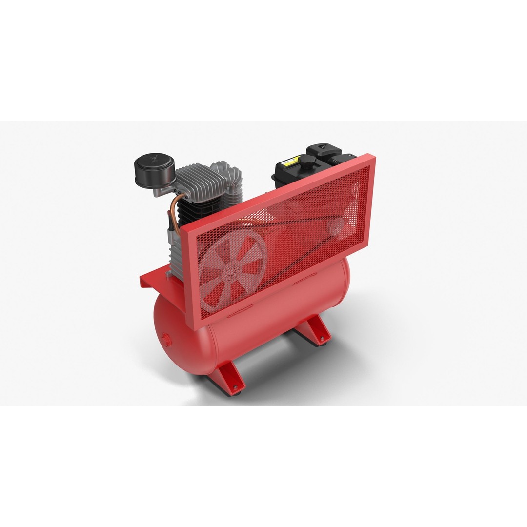 Air Compressor 3D Model – Low Poly Industrial Tool, FBX, PBR Textures - View 6