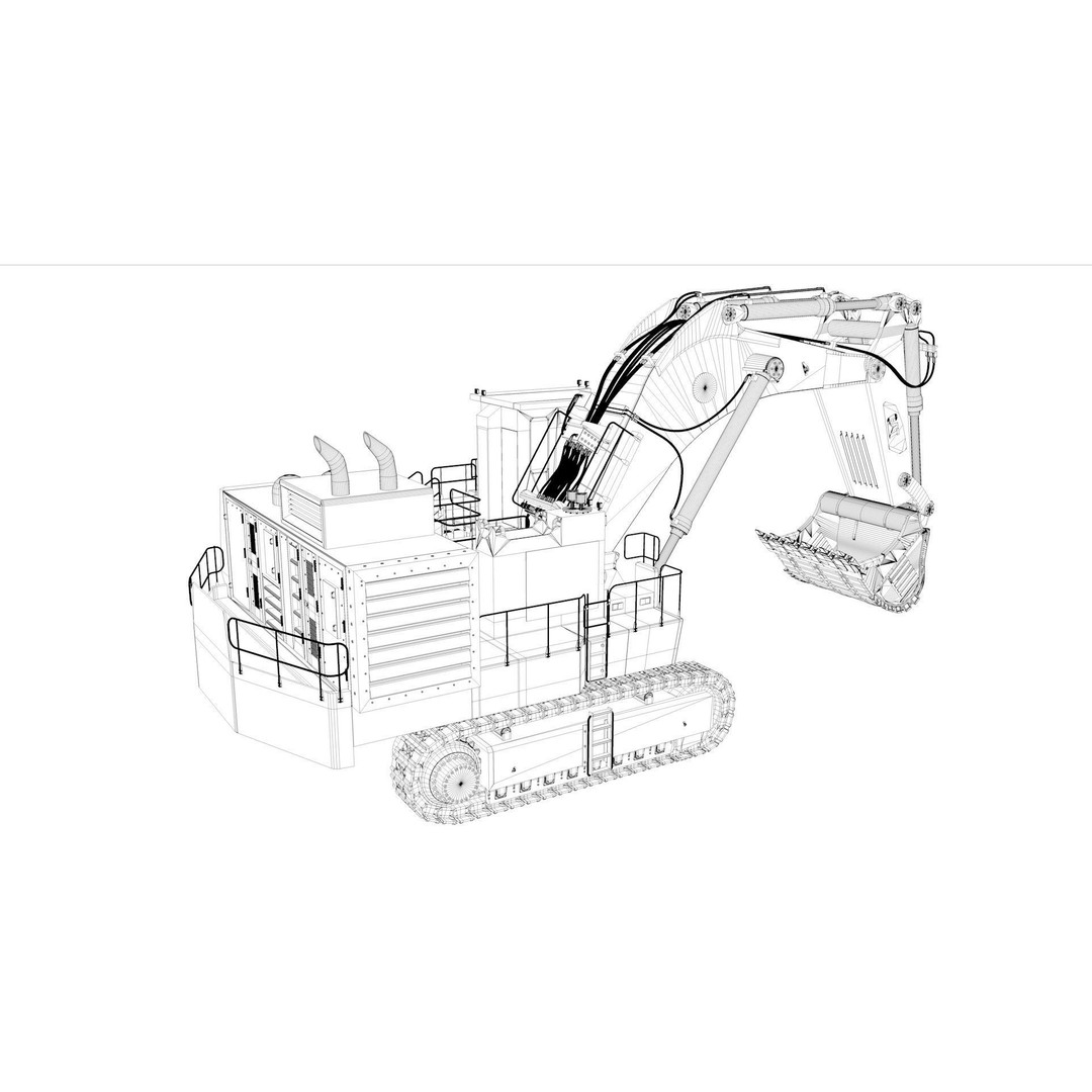 Mining Excavator 3D Model – Rigged Heavy Machinery for Animation