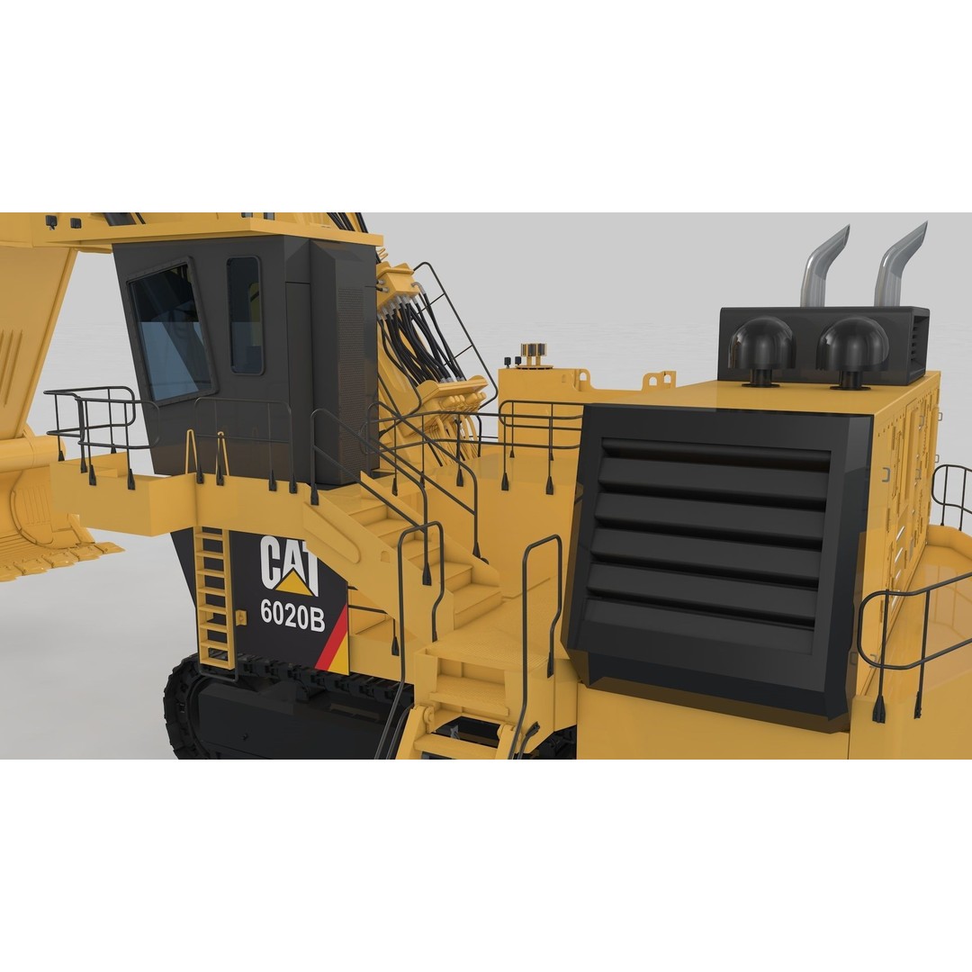 Mining Excavator 3D Model – Rigged Heavy Machinery for Animation - View 14