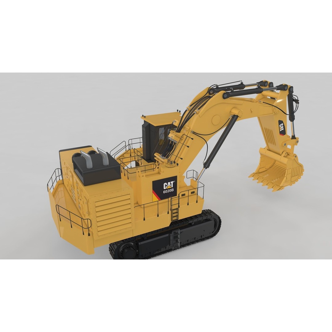 Mining Excavator 3D Model – Rigged Heavy Machinery for Animation - View 15