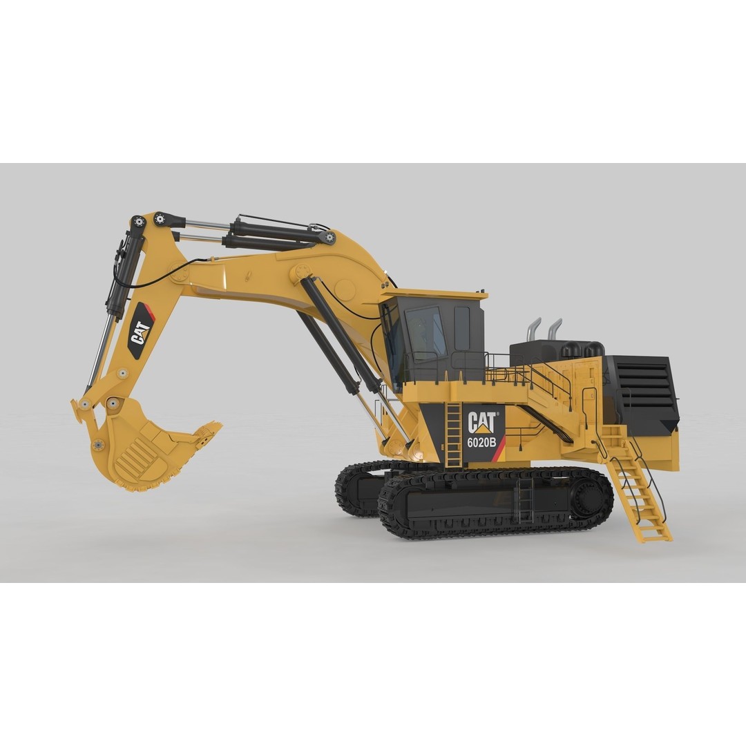 Mining Excavator 3D Model – Rigged Heavy Machinery for Animation - View 3