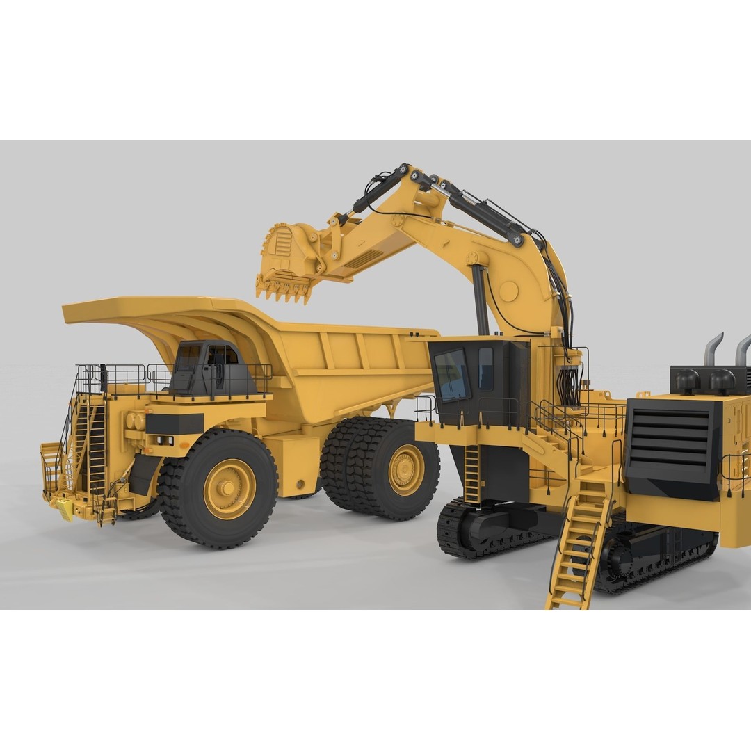 Mining Excavator 3D Model – Rigged Heavy Machinery for Animation - View 40