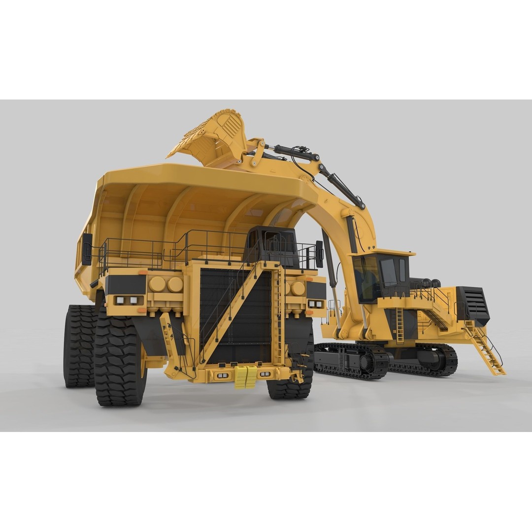Mining Excavator 3D Model – Rigged Heavy Machinery for Animation - View 41