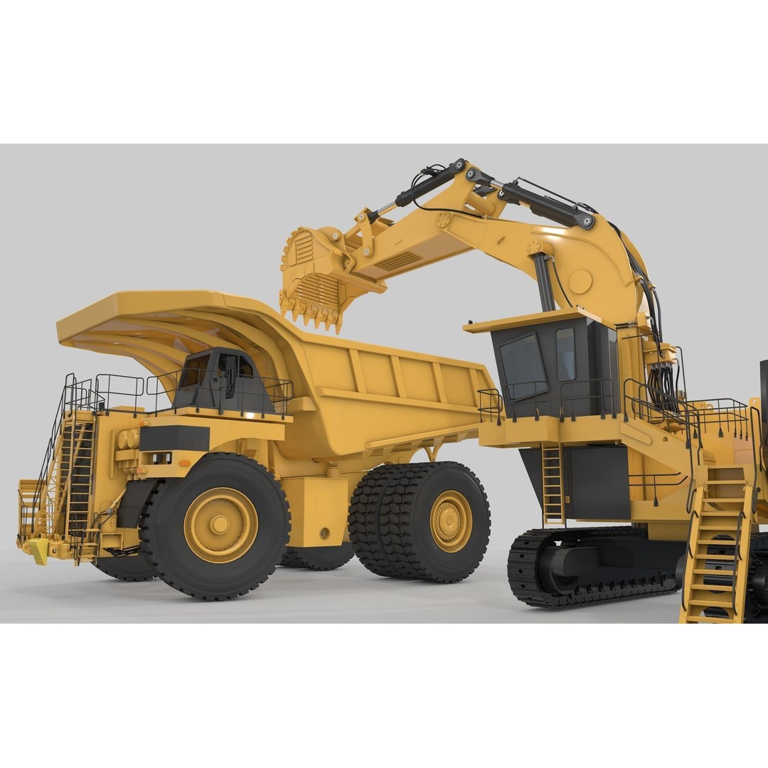 Mining Excavator 3D Model – Rigged Heavy Machinery for Animation - View 42