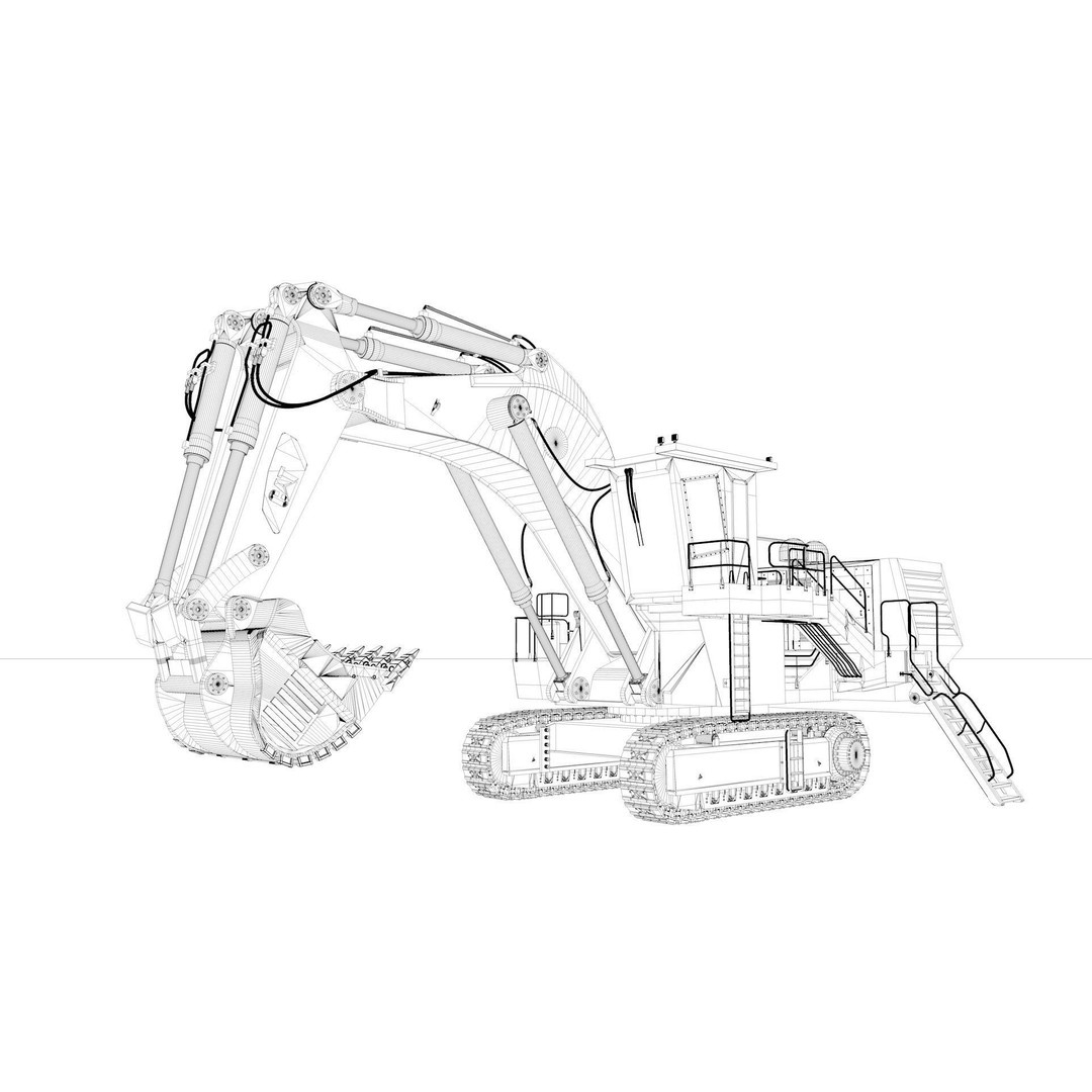 Mining Excavator 3D Model – Rigged Heavy Machinery for Animation - View 43