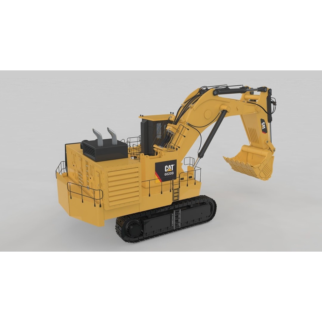 Mining Excavator 3D Model – Rigged Heavy Machinery for Animation - View 5