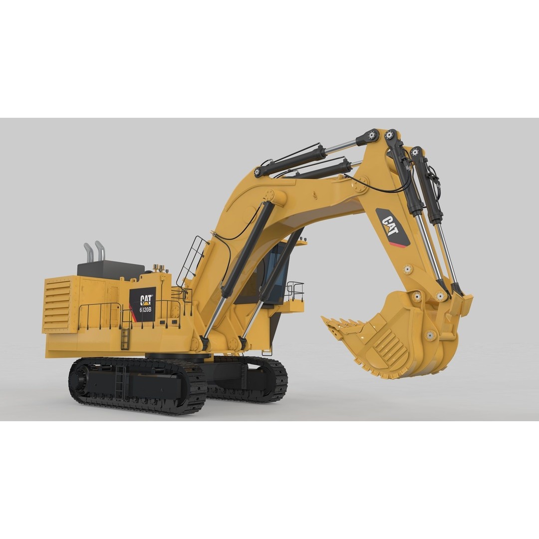 Mining Excavator 3D Model – Rigged Heavy Machinery for Animation - View 7