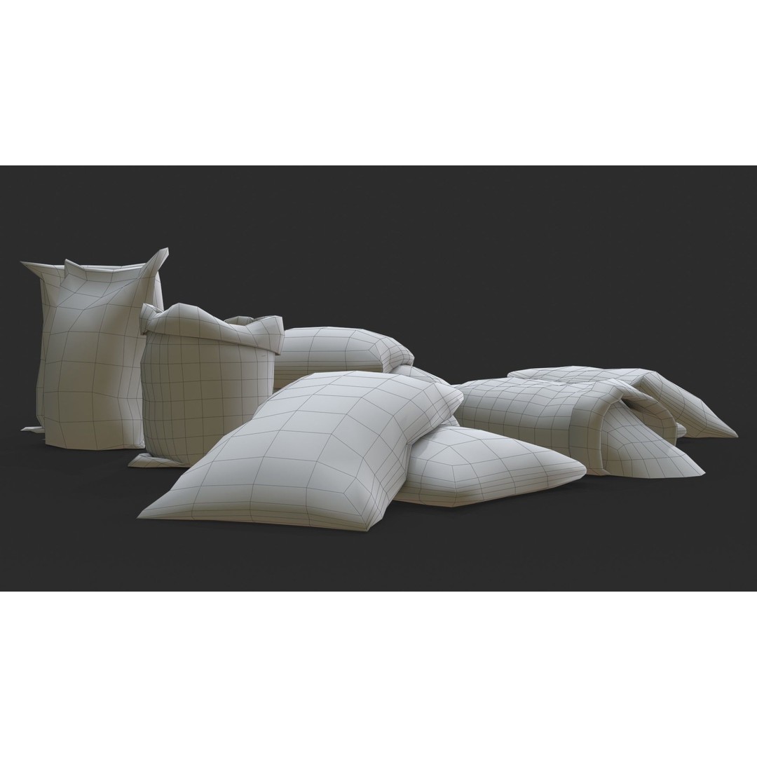 Gravel Bags 3D Model – Low Poly Game Asset, FBX, PBR Textures