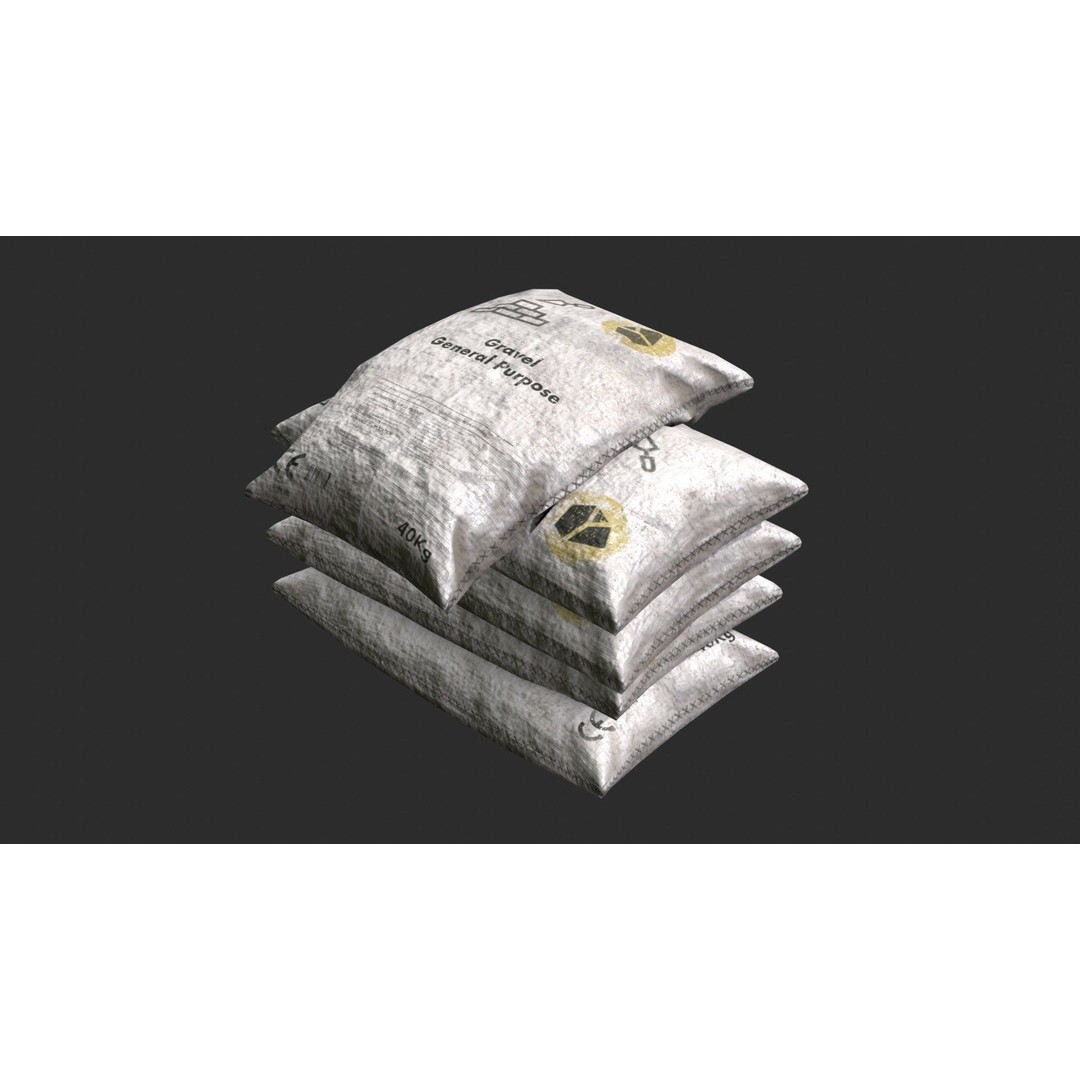 Gravel Bags 3D Model – Low Poly Game Asset, FBX, PBR Textures - View 12