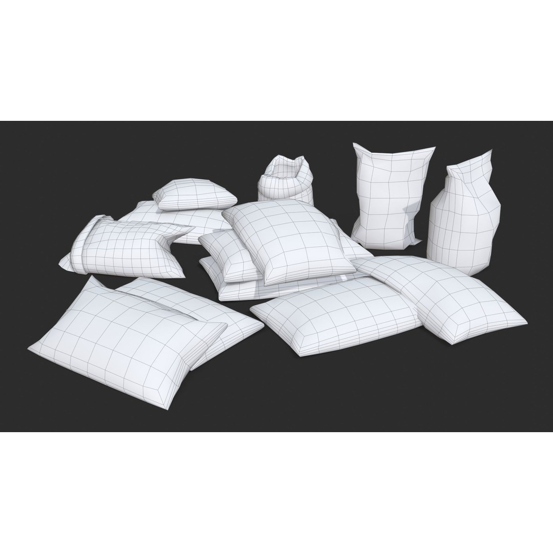 Gravel Bags 3D Model – Low Poly Game Asset, FBX, PBR Textures - View 16