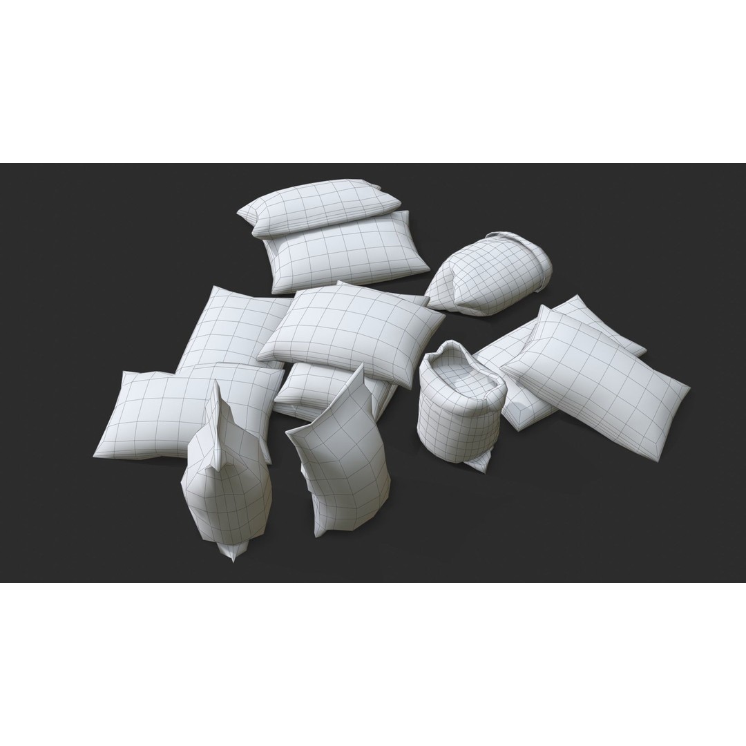 Gravel Bags 3D Model – Low Poly Game Asset, FBX, PBR Textures - View 18