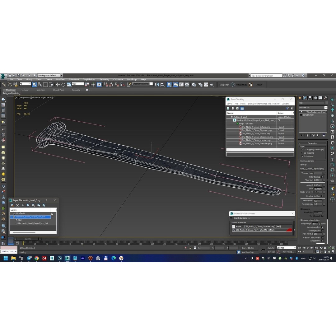 Blacksmith Hand Forged Iron Nail 3D Model – High Quality PBR Asset, FBX, OBJ - View 15