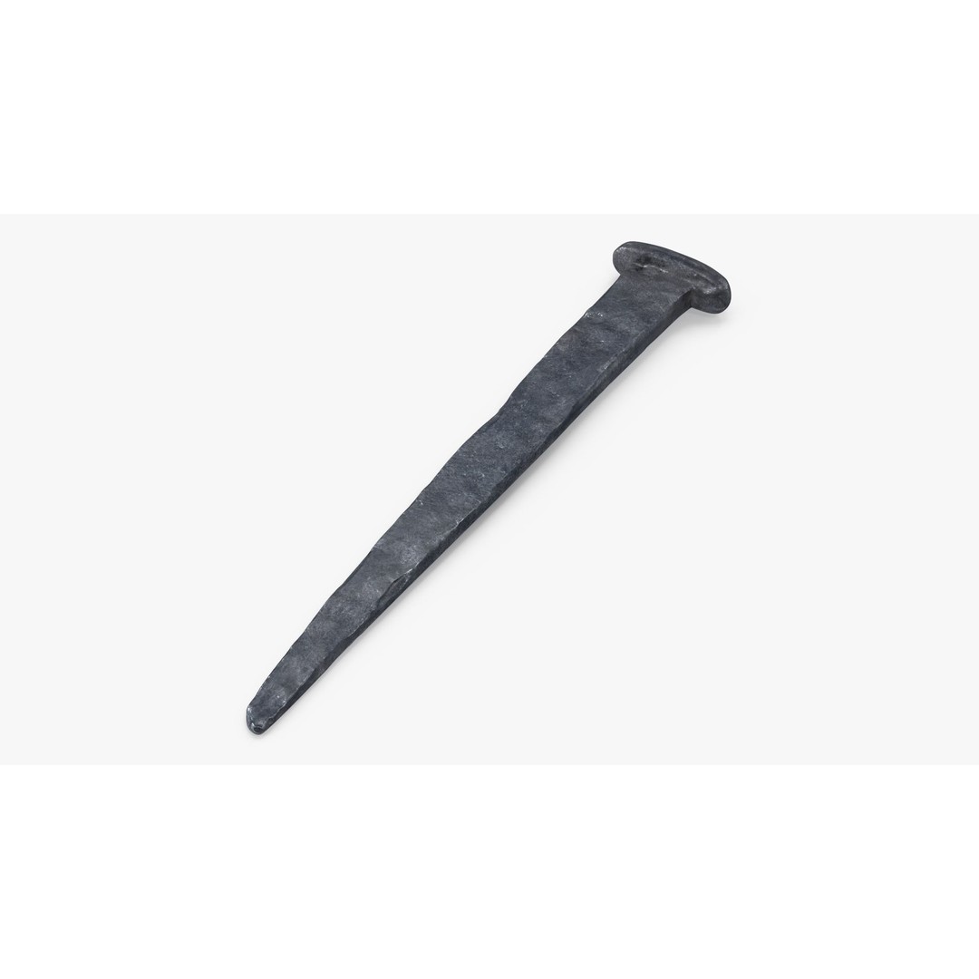 Blacksmith Hand Forged Iron Nail 3D Model – High Quality PBR Asset, FBX, OBJ - View 2
