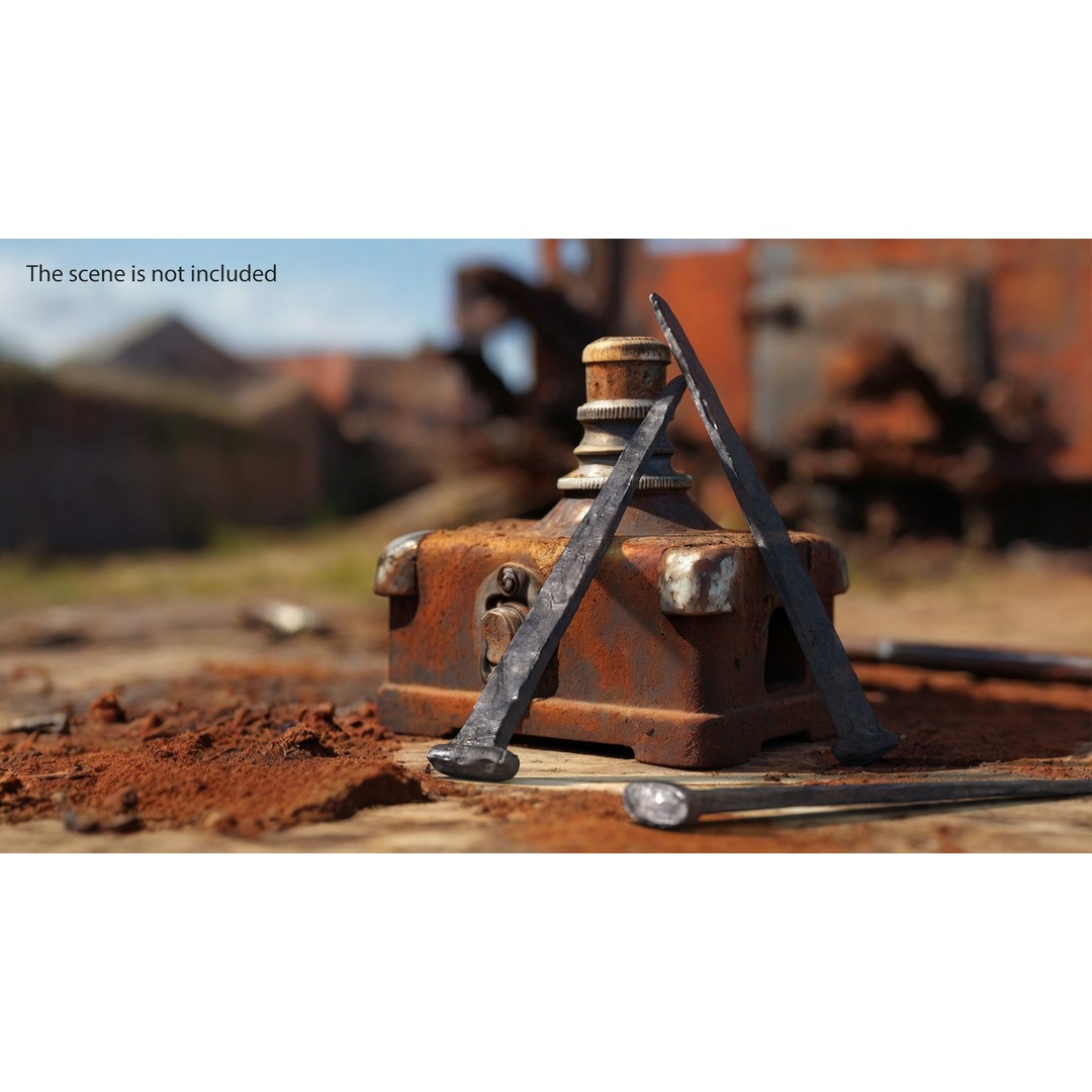 Blacksmith Hand Forged Iron Nail 3D Model – High Quality PBR Asset, FBX, OBJ - View 3