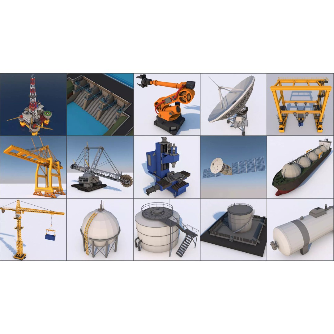 Industrial Collection 3D Model – Low Poly Realistic Assets, FBX, Blender - View 2