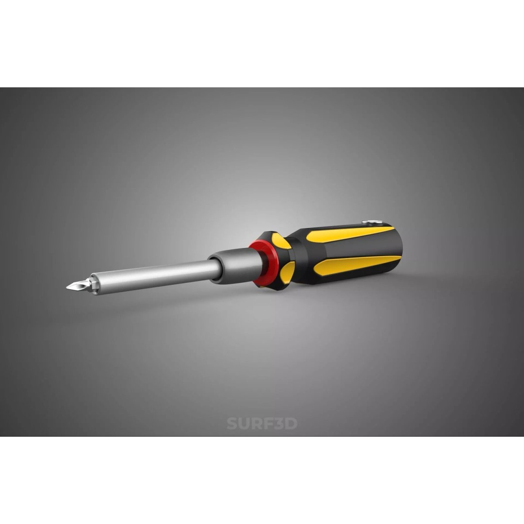 Phillips Head Screwdriver 3D Model – High-Quality Tool Asset, FBX, OBJ - View 10