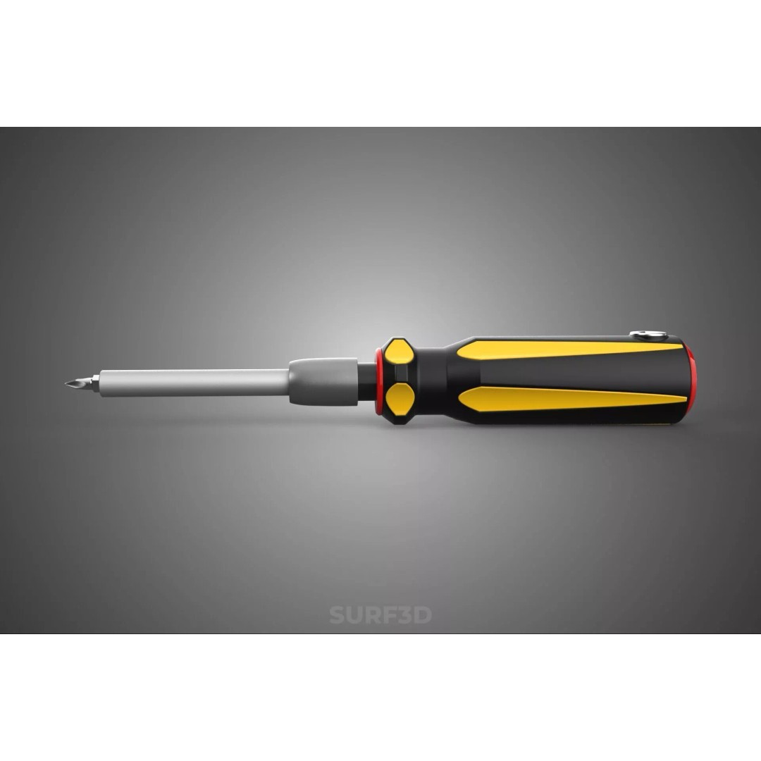 Phillips Head Screwdriver 3D Model – High-Quality Tool Asset, FBX, OBJ - View 11