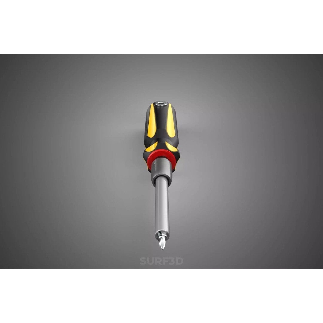 Phillips Head Screwdriver 3D Model – High-Quality Tool Asset, FBX, OBJ - View 19