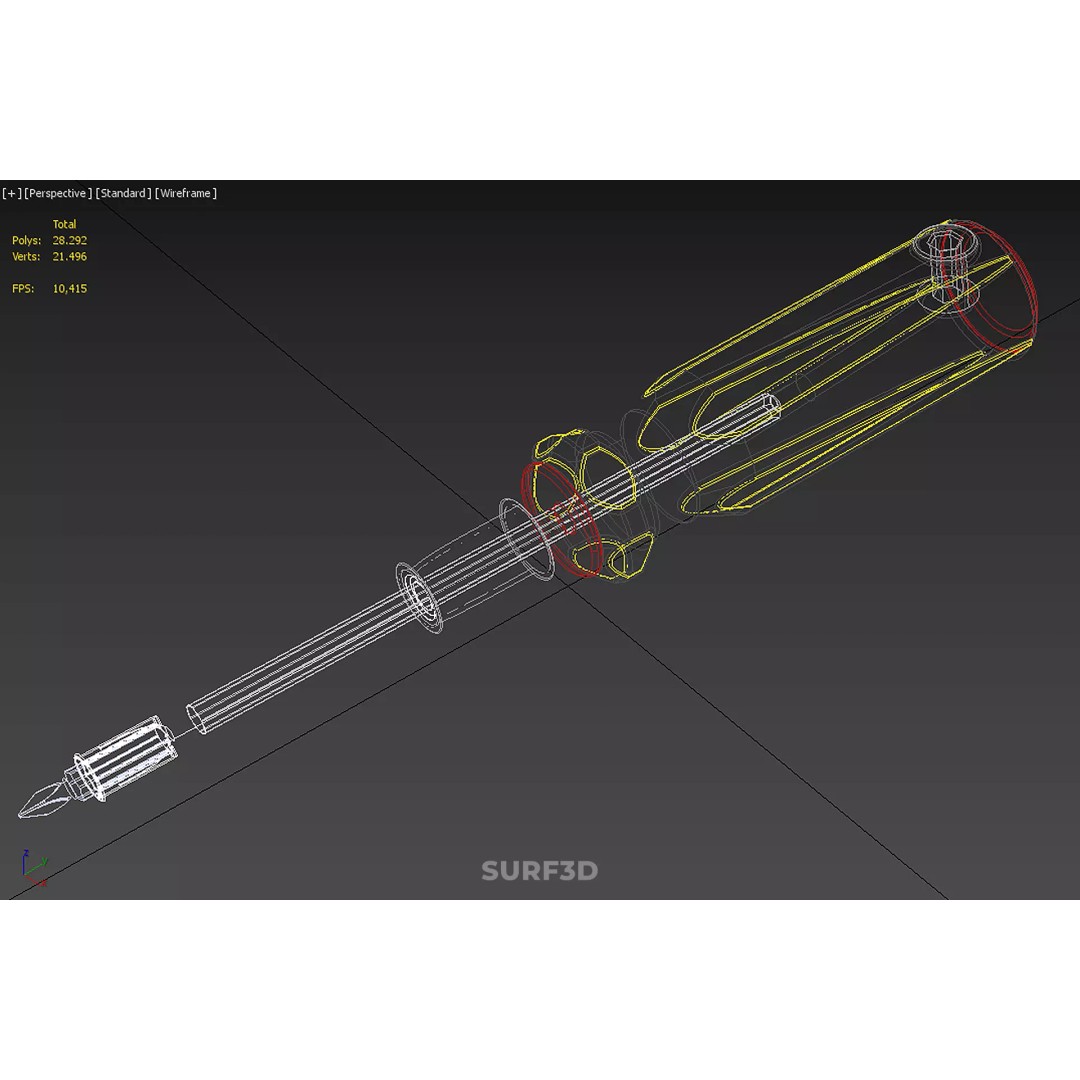 Phillips Head Screwdriver 3D Model – High-Quality Tool Asset, FBX, OBJ - View 22
